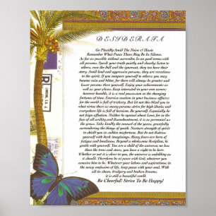 Het Desiderata-gedicht met palmboom en vlinder Poster