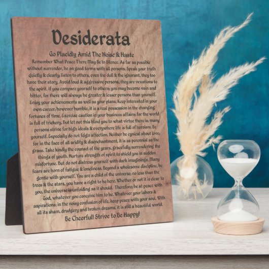 Het Desiderata-gedicht op de Rode Planet Stone Fotoplaat (Zijkant)