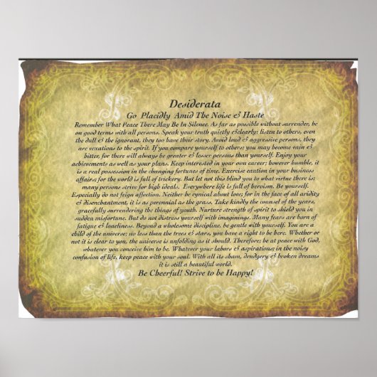 Het Desiderata-gedicht van Max Ehrmann Poster (Voorkant)
