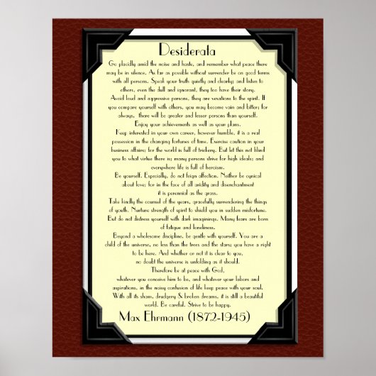 Het desiderata-proza poster (Voorkant)