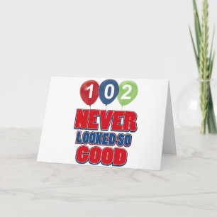 het design van de 102 éénjarigenverjaardag kaart