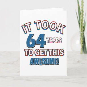 het design van de 64 éénjarigenverjaardag kaart