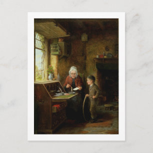 Het dichten van een Brief, 1890 (olie op paneel) Briefkaart