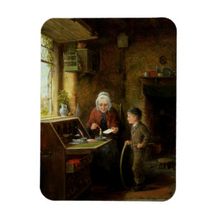 Het dichten van een Brief, 1890 (olie op paneel) Magneet
