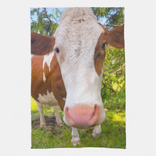 Het Dierlijke Portret van het Boerderij van de koe Theedoek