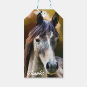 Het digitale paardportret schilderen dankt u cadeaulabel