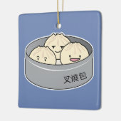 Het dim sum Chinees ontbijt gestoomd bbq van het Keramisch Ornament (Links)