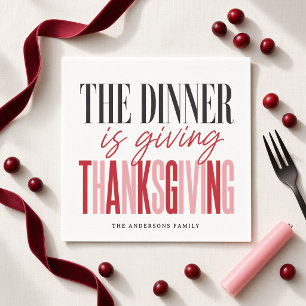 Het diner geeft een roze rode Thanksgiving Servet