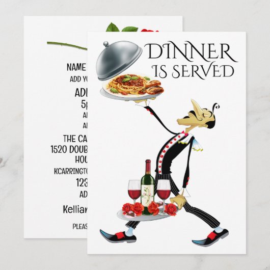 Het DINER is OPGEDIEND Kaart (Voorkant / Achterkant)