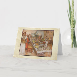 Het Diner van de Kerstavond van Carl Larsson Feestdagen Kaart