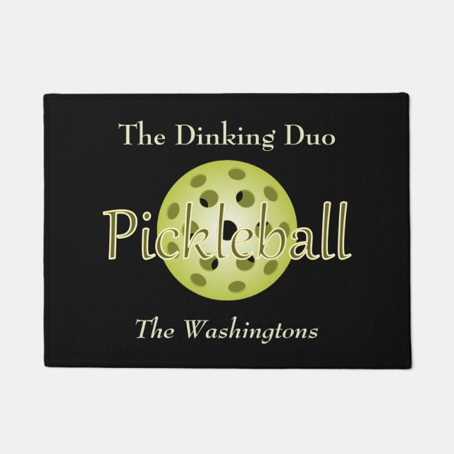 Het Dinking Duo Paar Pickleball Ball Deurmat (Voorkant)