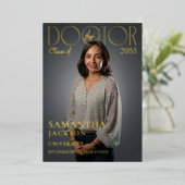 Het Doctor Chic Doctoral Afstuderen Photo Magazine Folie Uitnodiging (Staand Voorkant)