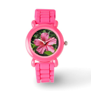 Het donkere Roze Kinder Horloge van de Hibiscus