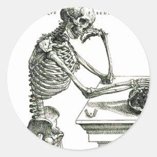 Het doordacht skelet ronde sticker