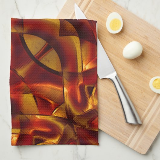 Het doorweven van verbrande oranje stropdassen theedoek (Quarter Fold)