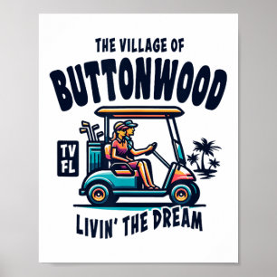 Het dorp Buttonwood golfkar ontwerp Poster