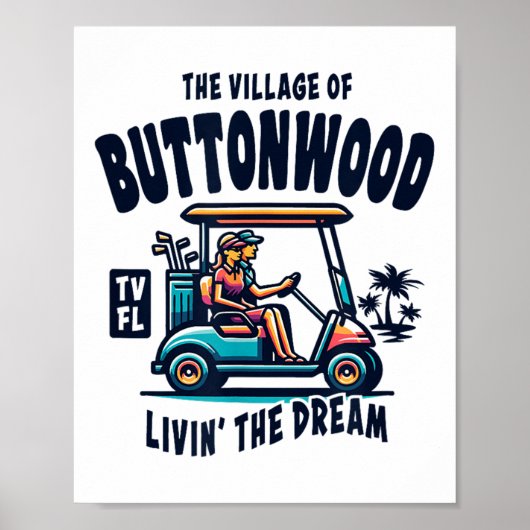 Het dorp Buttonwood golfkar ontwerp Poster (Voorkant)