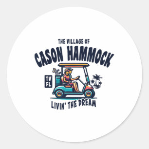 Het dorp Cason Hammock golfkar ontwerp Ronde Sticker