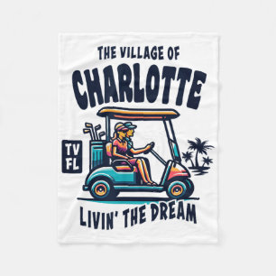 Het dorp Charlotte golfkar ontwerp Fleece Deken