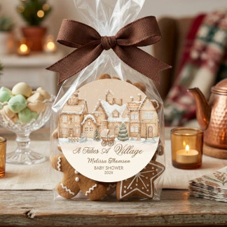 Het Dorp Een Winter Gingerbread Baby Shower Ronde Sticker