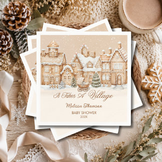 Het Dorp Een Winter Gingerbread Baby Shower Servet