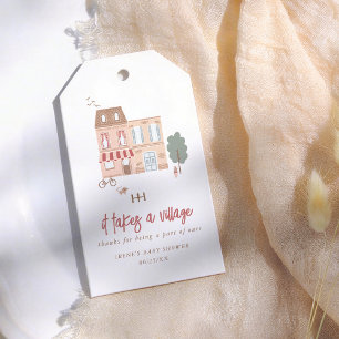 Het Dorp Hedendaagse Baby Shower Dank Je Wel Cadeaulabel