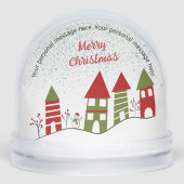 Het dorp in de sneeuw tijdens de kerstboodschap sneeuwbol (Voorkant)