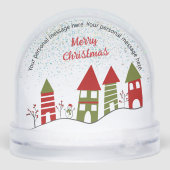 Het dorp in de sneeuw tijdens de kerstboodschap sneeuwbol (Achterkant)