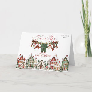 Het Dorp Kerst Baby Shower Bedankkaart