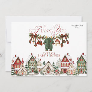 Het Dorp Kerst Baby Shower Bedankkaart