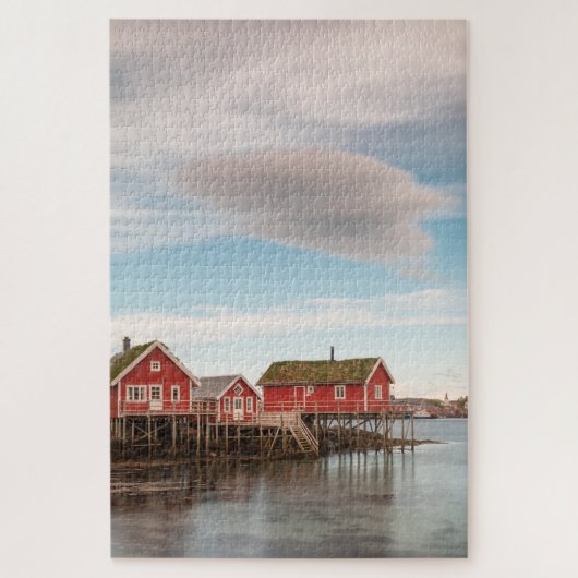 Het dorp Noorwegen Lofoten Vist Legpuzzel (Verticaal)