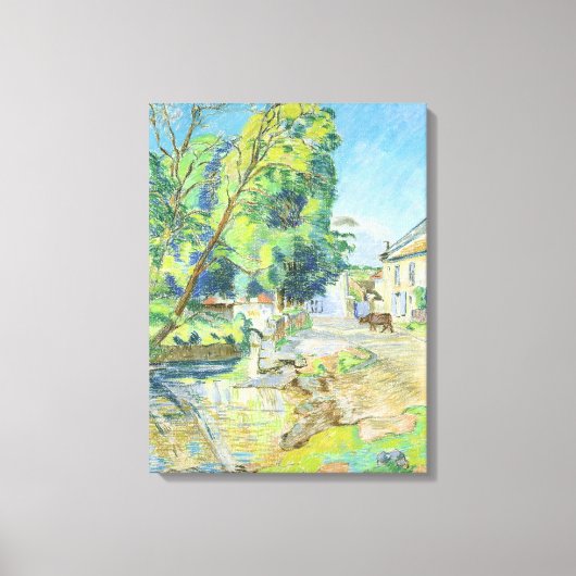 Het dorp (pastel op papier) canvas afdruk (Voorkant)