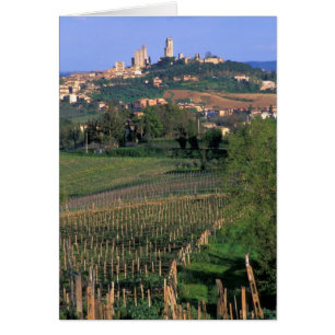Het dorp San Gimignano ligt in de glooiende