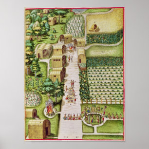 Het dorp Secoton Poster