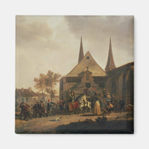 Het dorp van een kerk tijdens de revolutie magneet