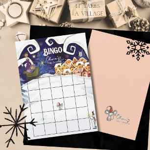 Het Dorp Winter Meisje Babyfeest Bingo Kaart