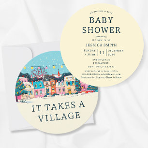 Het Dorp Winter Neutrale Baby Shower Kaart