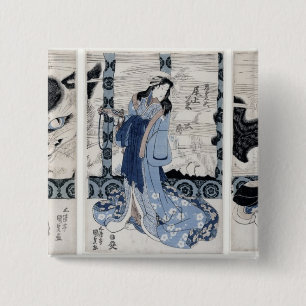 Het dorp Yatsuhashi in Okasaki Vierkante Button 5,1 Cm