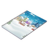 Het dorpslandschap in de winter met sneeuw bedekt notitieboek (Linkerzijde)