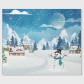 Het dorpswinterlandschap met sneeuw bedekt cadeaupapier (Vlak)