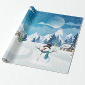 Het dorpswinterlandschap met sneeuw bedekt cadeaupapier (Uitgerold)