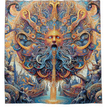 Het douchegordijn van de zonnegod