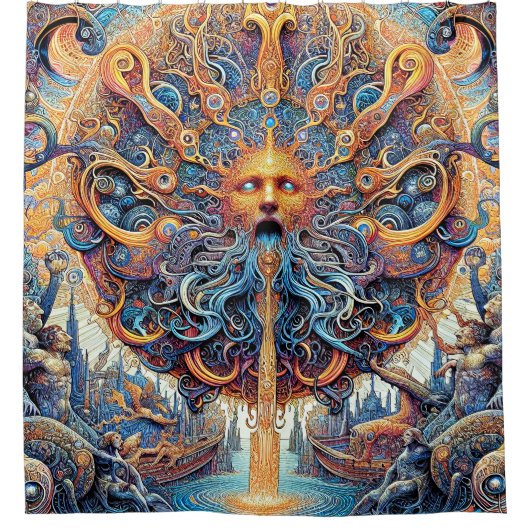 Het douchegordijn van de zonnegod (Voorkant)