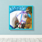 Het draaimolen geschilderde paard 2 canvas afdruk (Insitu (Houten vloer))