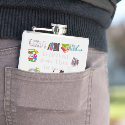 Het draait allemaal om boeken heupfles (Voorbeeld)