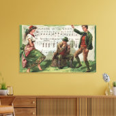 Het dragen van de Green Sheetmusic Canvas Afdruk (Insitu (Woonkamer))