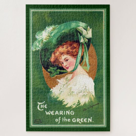 Het dragen van de groene grote puzzel (Verticaal)