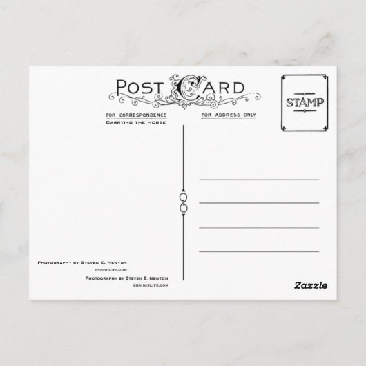 Het dragen van de Paard Briefkaart (Achterkant)