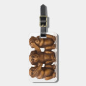 Het dragen van drie houten apen bagagelabel (Voorkant verticaal)