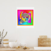 Het dragen van een donkere bril en een grijns poster (Keuken)